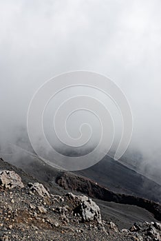 Mount Etna, one of the world`s most active volcanoes, in October, currently inactive photo